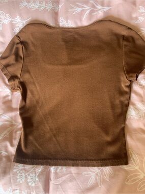 Women’s Short Sleeve Ribbed Top - Brown